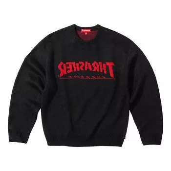 Свитер x thrasher sweater 'black red' Supreme, черный