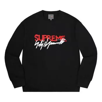 Свитер x yohji yamamoto signature crewneck 'black white red' Supreme, черный