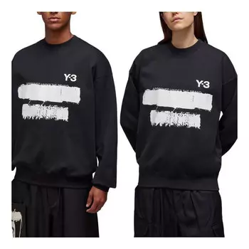 Свитер y-3 graphic crew sweater 'black' Adidas, черный