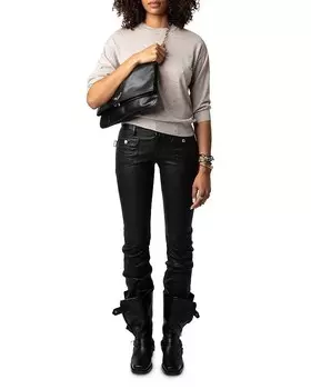 Свитер Zadig & Voltaire Kandy из мериносовой шерсти с кристаллами, коричневый/бежевый