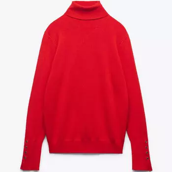 Свитер Zara Basic High Neck Knit, красный