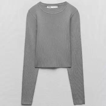 Свитер Zara Basic Ribbed Knit, серый