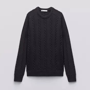 Свитер Zara Cable-knit - Limited Edition, темно-синий