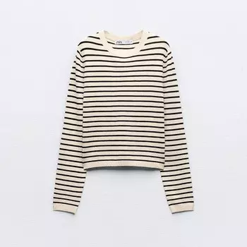 Свитер Zara Fine Knit Striped, кремовый