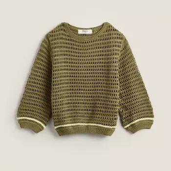 Свитер Zara Home Children’s Cotton Crochet, темно-зеленый