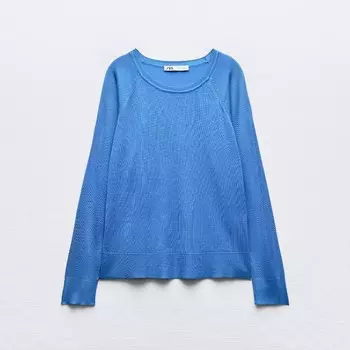 Свитер Zara Plain Fine Knit, синий