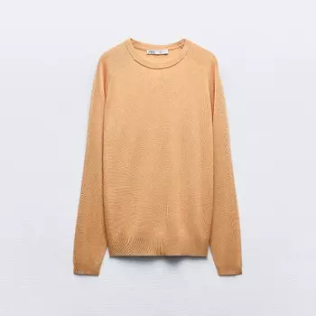Свитер Zara Plain Fine Knit With Metallic Thread, светло-оранжевый