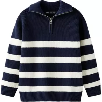 Свитер Zara, синий/белый