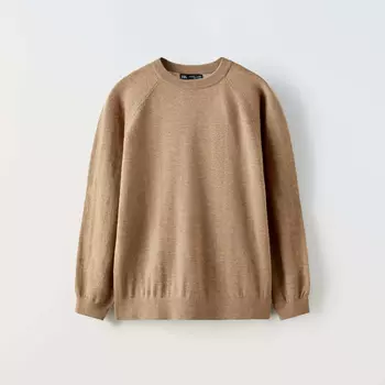 Свитер Zara True Neutrals Embroidered, светло-коричневый