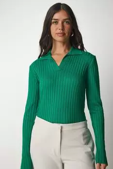 Свитер - Зеленый - Классический крой Happiness stanbul, зеленый