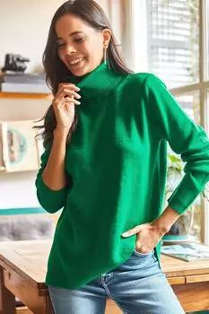 Свитер - Зеленый - Классический крой Olalook, зеленый