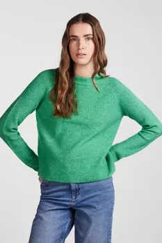 Свитер - Зеленый - Классический крой PIECES, зеленый