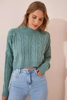 Свитер - Зеленый - Oversize Happiness stanbul, зеленый