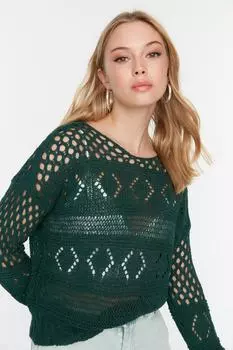 Свитер - Зеленый - Oversize Trendyol, зеленый