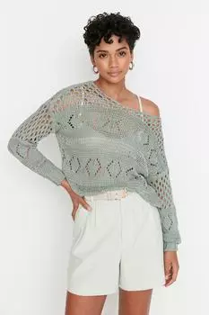 Свитер - Зеленый - Oversize Trendyol, зеленый