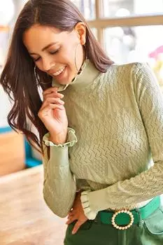 Свитер - Зеленый - Приталенный крой Olalook, зеленый