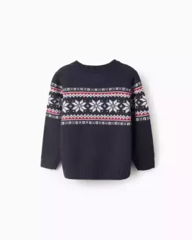 Свитер жаккардовой вязки для мальчика Zippy, темно-синий