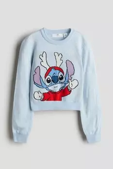 Свитер жаккардовой вязки H&M, голубой
