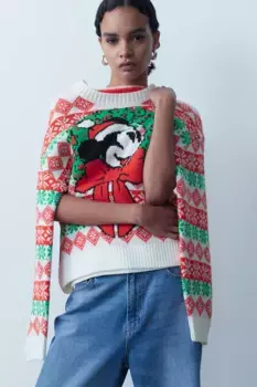 Свитер жаккардовой вязки H&M, красный