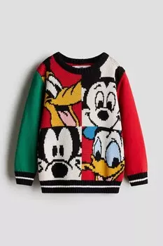 Свитер жаккардовой вязки H&M, красный