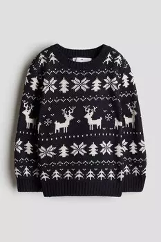 Свитер жаккардовой вязки H&M, синий
