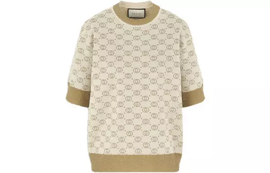 Свитер жаккардовый Gucci со средним рукавом, желтый