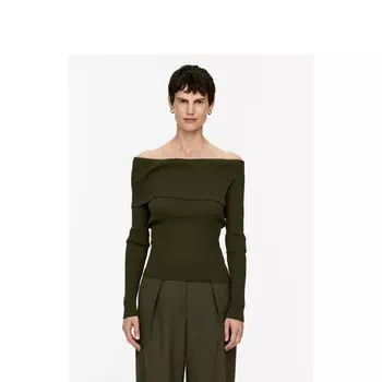 Свитер женский Arket с открытыми плечами, темно-зеленый