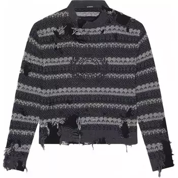 Свитер женский Balenciaga Wool Farisle Patch, серый / белый