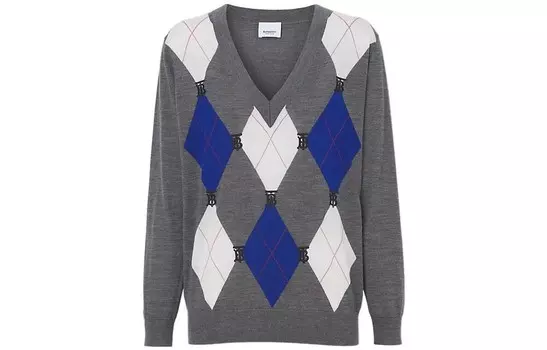 Свитер женский Burberry Heart Hemp в рубик, серый