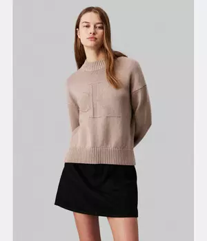 Свитер женский Calvin Klein Jeans с добавлением шерсти, бежевый