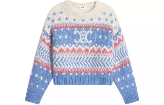 Свитер женский Celine, белый / синий