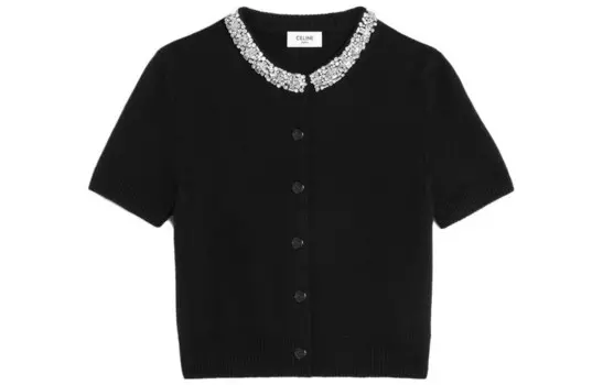 Свитер женский Celine с блестящим воротником, черный