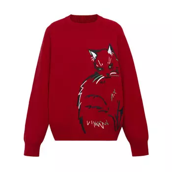 Свитер женский Deep Breath с рукавами реглан и вышивкой, красный