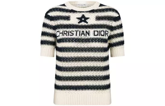 Свитер женский Dior с короткими рукавами, белый / черный