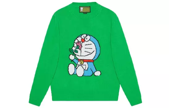 Свитер женский Doraemon x Gucci, зеленый