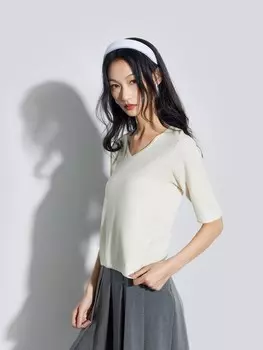 Свитер женский Gap с V-образным вырезом, бежевый