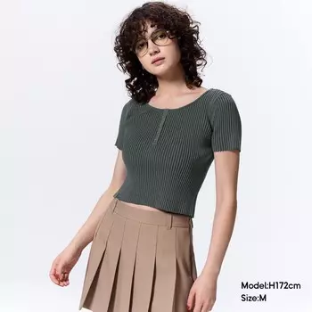 Свитер женский GU в рубчик, темно-серый