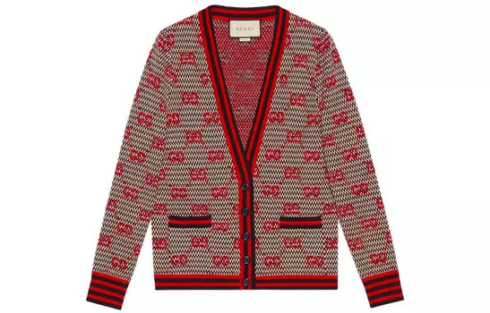 Свитер женский Gucci, белый / темно-синий / красный