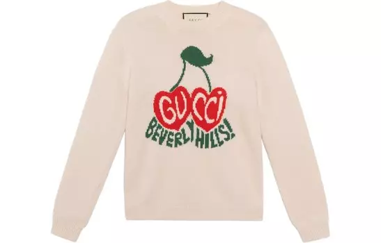Свитер женский Gucci Cherries Logo, бело-бежевый