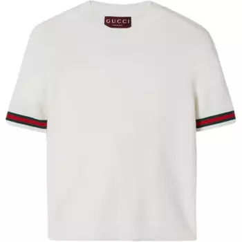 Свитер женский Gucci с полосатыми рукавами, белый