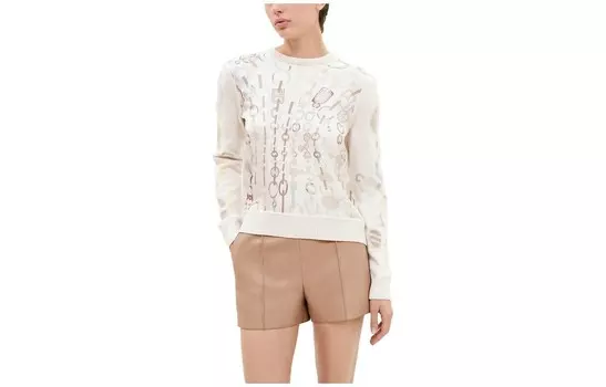 Свитер женский Hermes, белый / золотой