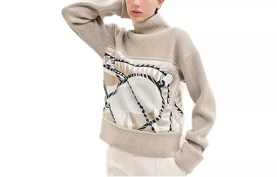 Свитер женский Hermes, бежевый / белый