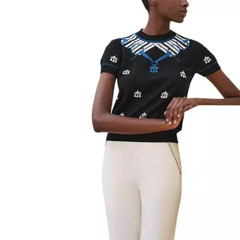 Свитер женский Hermes, черный / белый / синий