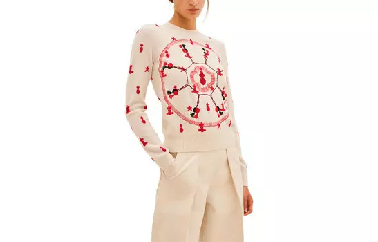 Свитер женский Hermes кашемировый с принтом, бежевый