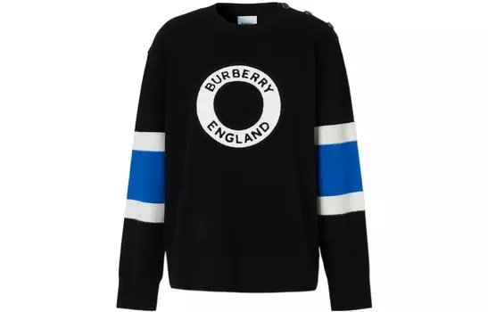 Свитер женский кашемировый Burberry, черный / синий / белый