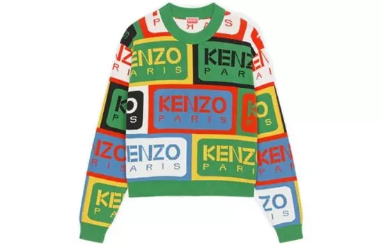 Свитер женский Kenzo, зеленый / белый