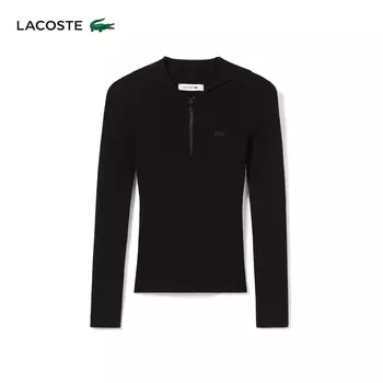 Свитер женский Lacoste с капюшоном на молнии, черный