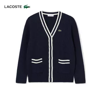 Свитер женский Lacoste с V-образным вырезом, темно-синий
