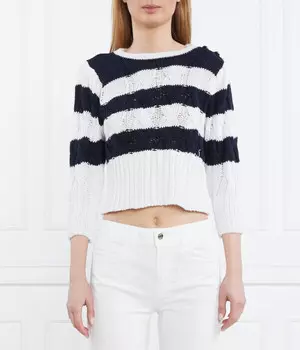 Свитер женский Liu Jo короткий в полоску, белый/синий