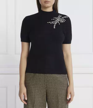 Свитер женский Liu Jo с коротким рукавом и стразами, черный